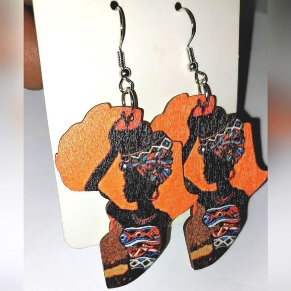 Fun bohemian African dangle earrings - Picture 2 of 7